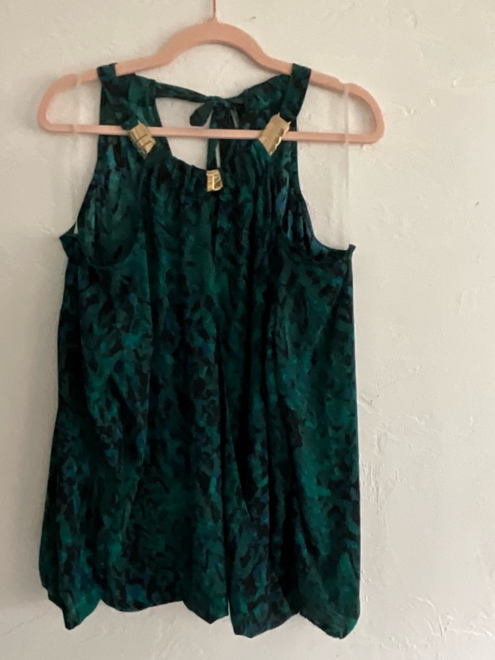 Thalia Sodi Dark Green Cold Shoulder Top Large